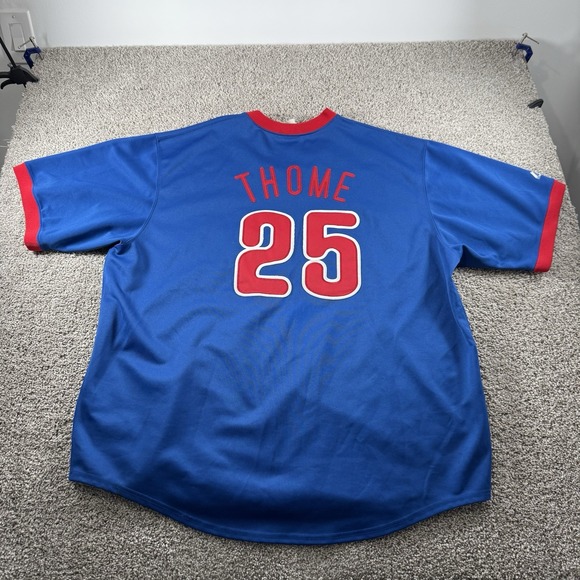 Vintage Jim Thome Phillies Majestic Jersey Mens 3XL Blue Logo Script Y2K USA - Picture 12 of 16